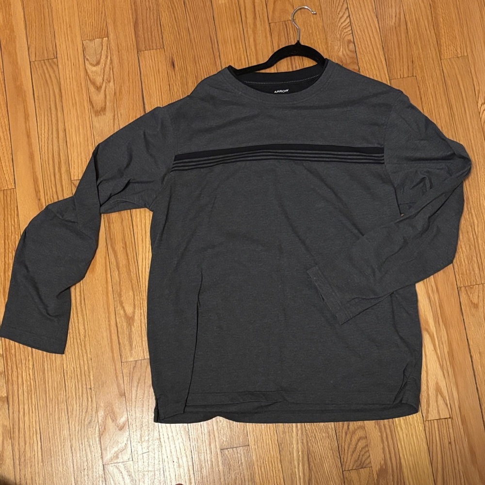 Arrow Charcoal Long Sleeve Tee with Black Stripes